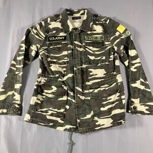 Nameless Camo Military Jacket Women's Small Patches Army Style‎ Utility Coat
